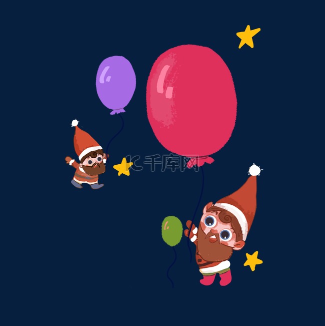 气球圣诞娃娃公公老人气球彩色星
