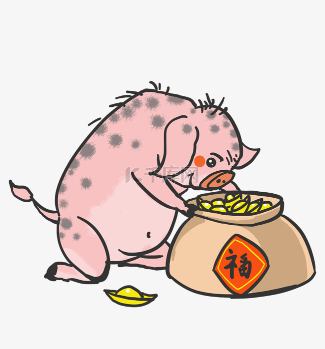 2019猪猪和元宝猪年新年喜庆