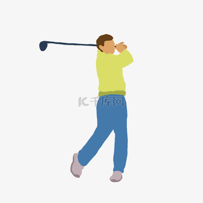 卡通插画打高尔夫的人矢量图