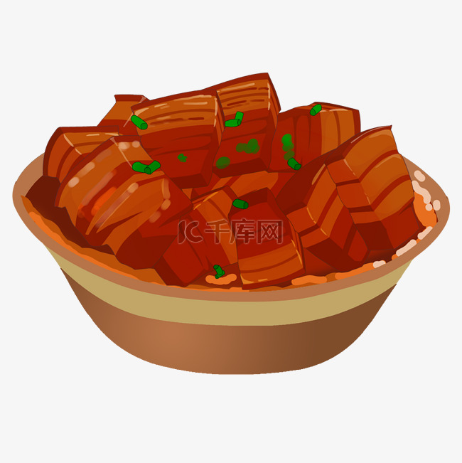 中国美食红烧肉卡通插画