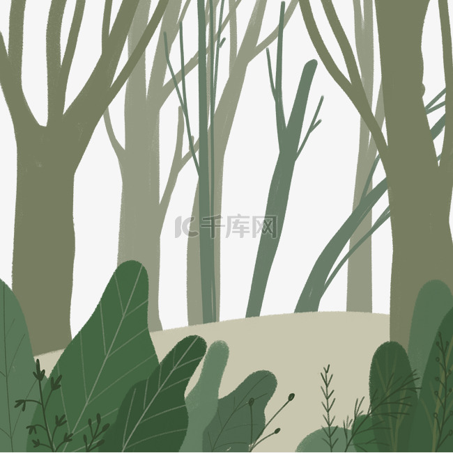 森林背景插画手绘
