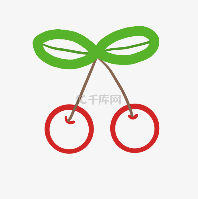 红绿线条樱桃PNG