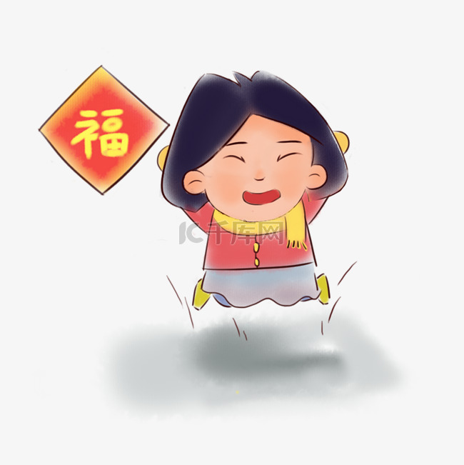 2019年新年春节中国风卡通女