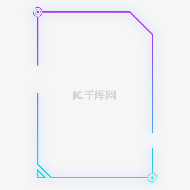 蓝紫色渐变发光现代方形科技边框