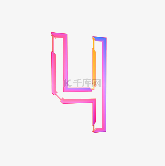 炫彩立体创意数字4