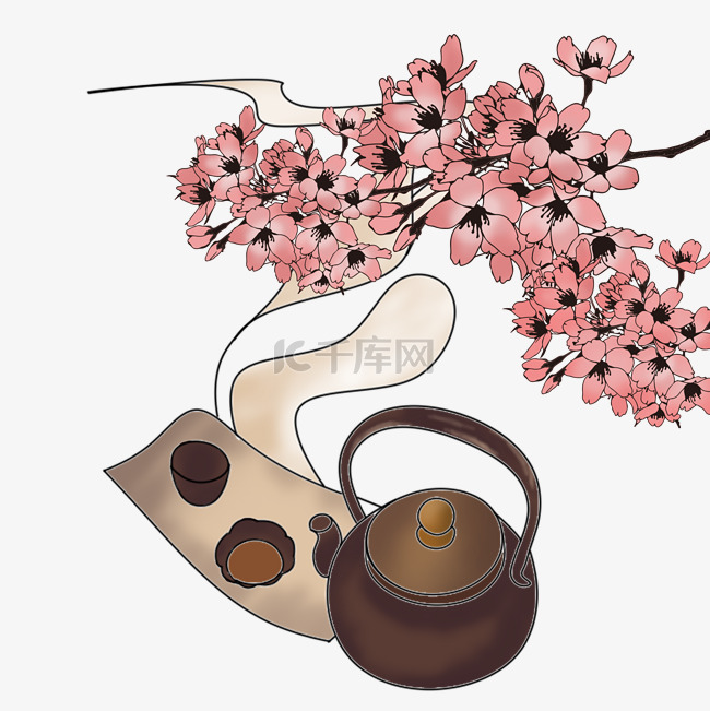 重阳节茶壶插画