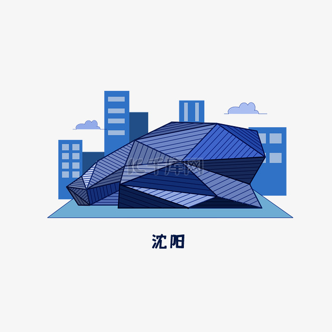 地标沈阳建筑插画