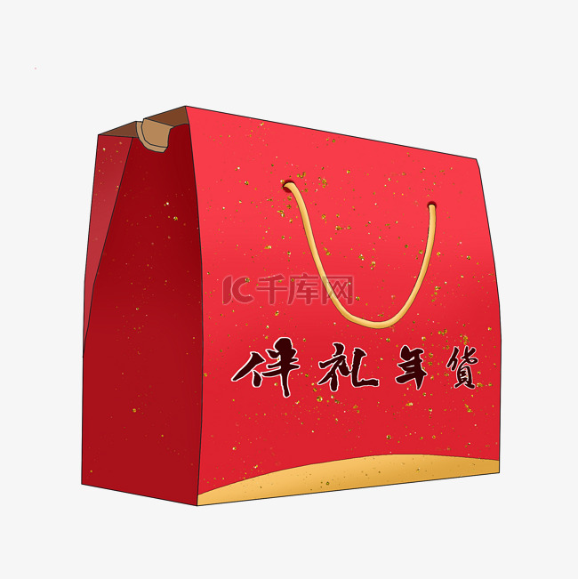 手绘春节年货坚果糖茶礼盒红色礼
