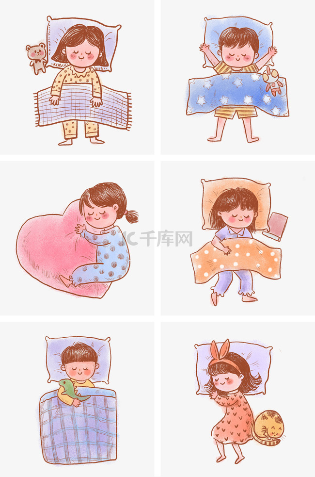 世界睡眠日睡觉的小孩组图PNG