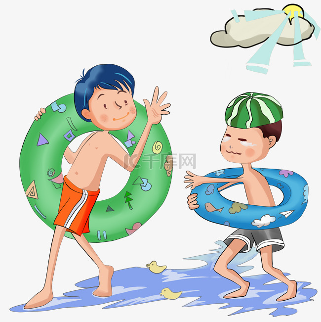 避暑降温卡通儿童游泳玩耍泳衣