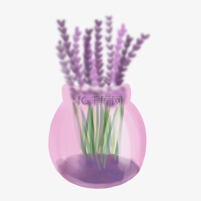 紫色植物花瓶元素