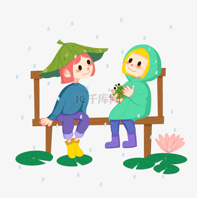 手绘谷雨植物插画