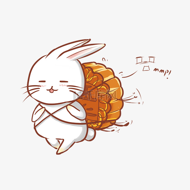 中秋节可爱兔子送月饼插画