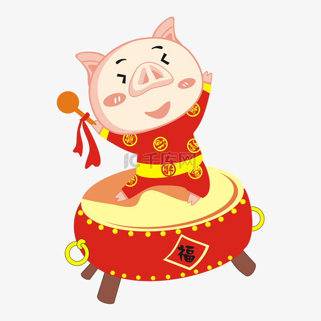 新年猪6春节过年大红色系卡通P