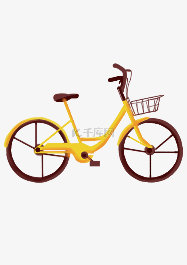 卡通矢量黄色自行车车子