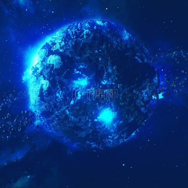 蓝色圆弧星球元素