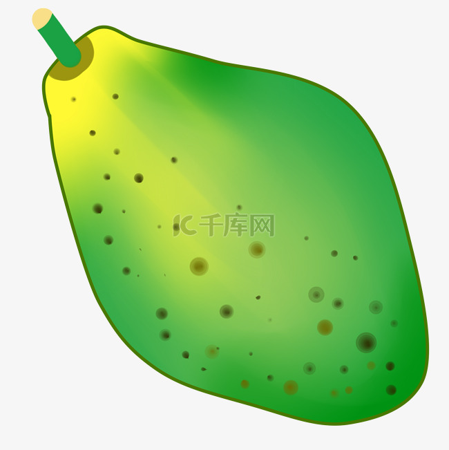 青色新鲜木瓜