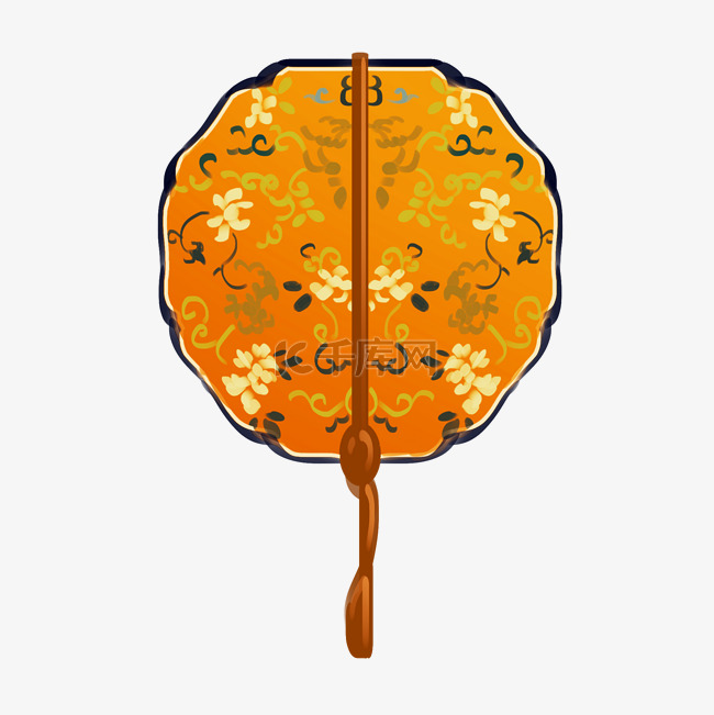 手绘中国风橙色扇子