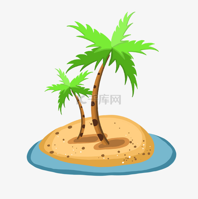小岛上的两颗椰子树