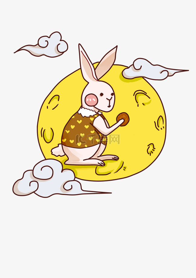 中秋节兔子手绘图片插画