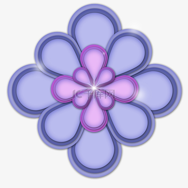 紫色粉色叠加雕刻花朵女神节促销