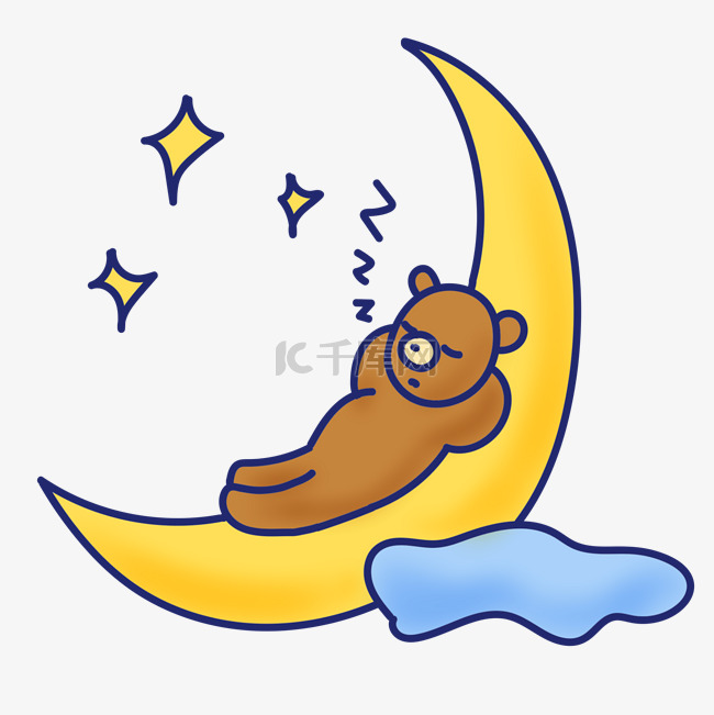 躺在月亮睡觉小熊
