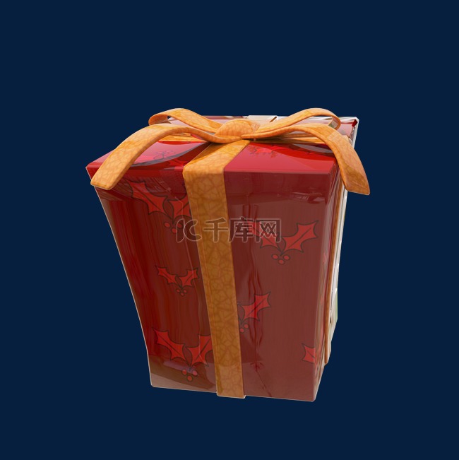 C4D圣诞节红色礼盒