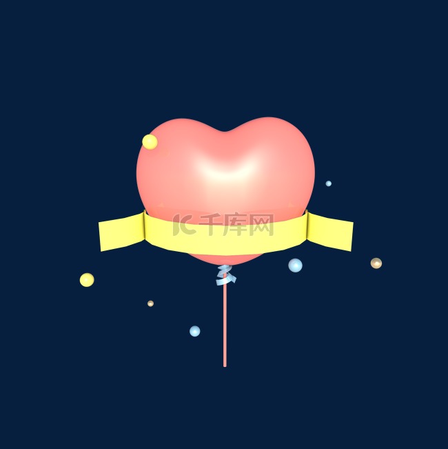 C4D立体情人节爱心气球海报装饰