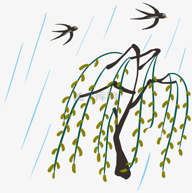 农历二十四节气燕子绿色植物