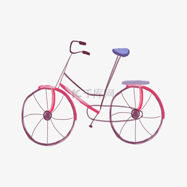手绘卡通粉色自行车