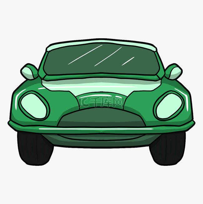 卡通绿色小汽车插画