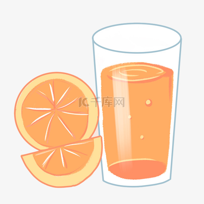 卡通美容橙汁插画