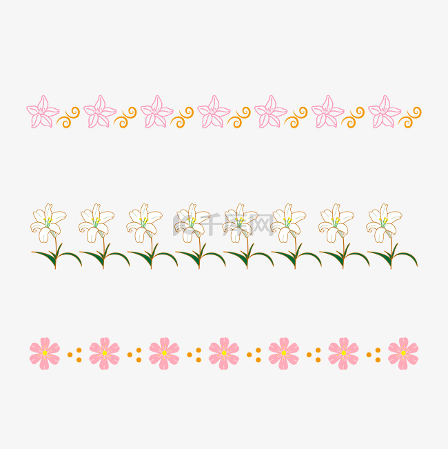 粉色百合鲜花分割线装饰图案