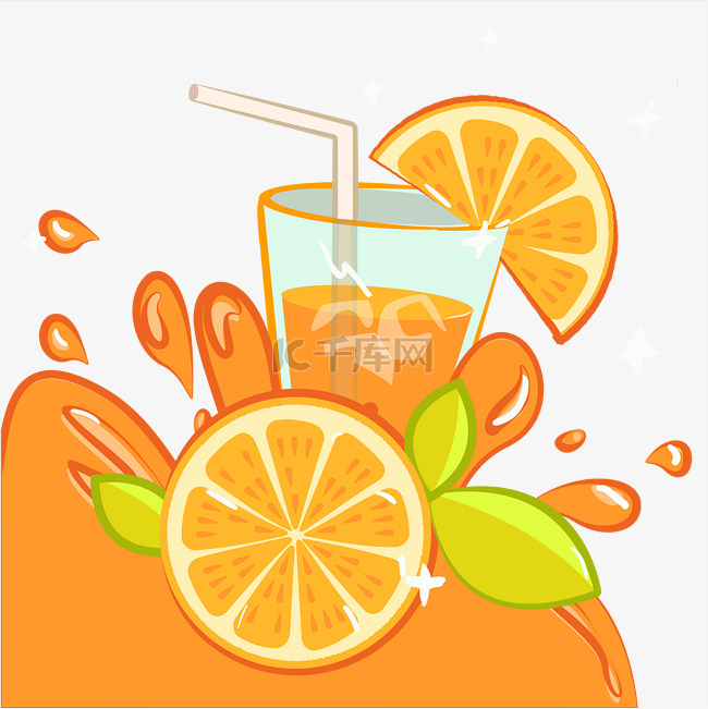 橙子果汁矢量图PNG