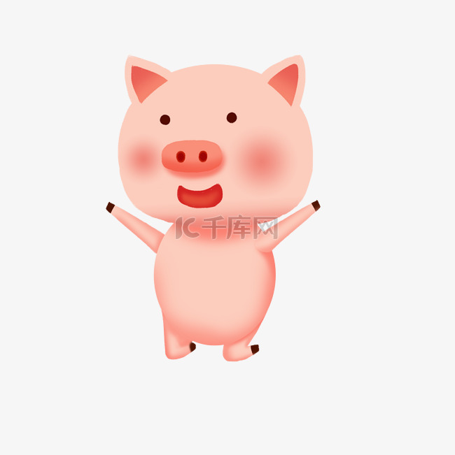 2019猪年粉色系卡通手绘立体猪