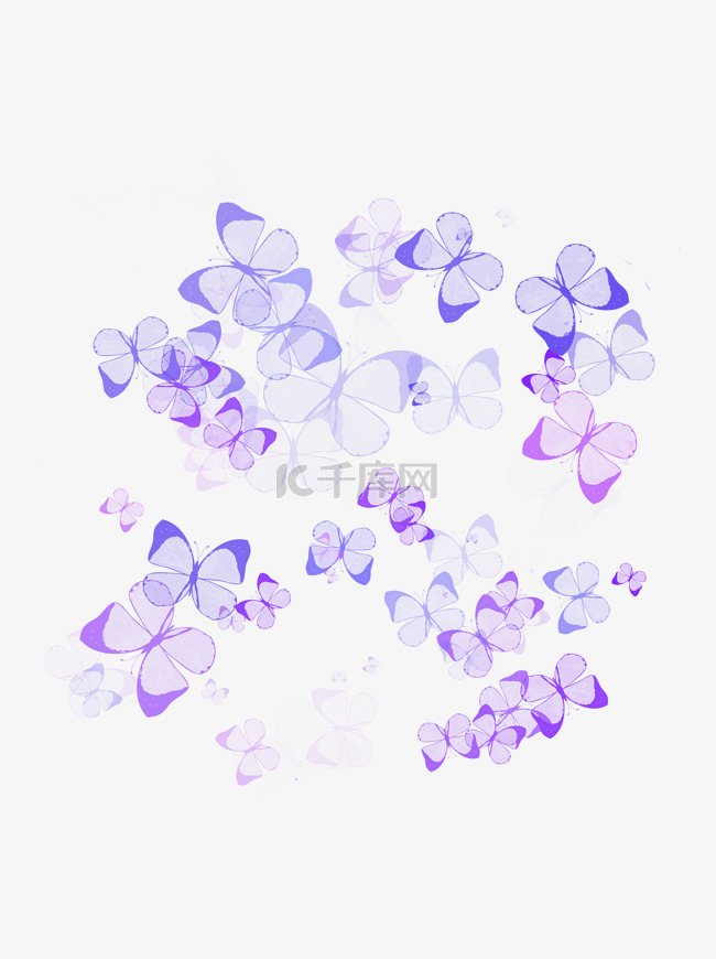 漂浮蝴蝶蓝紫色装饰图案素材底纹