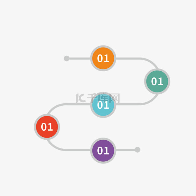 矢量PPT彩色线条连接图