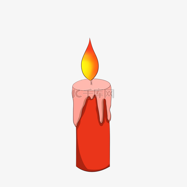 燃烧的红蜡烛插画