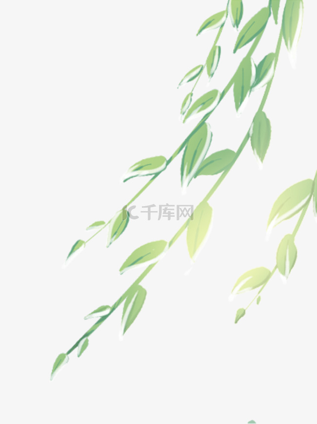 春夏大树树叶绿色手绘插画免扣元