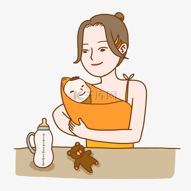 母婴温暖母子喂奶免抠元素下载