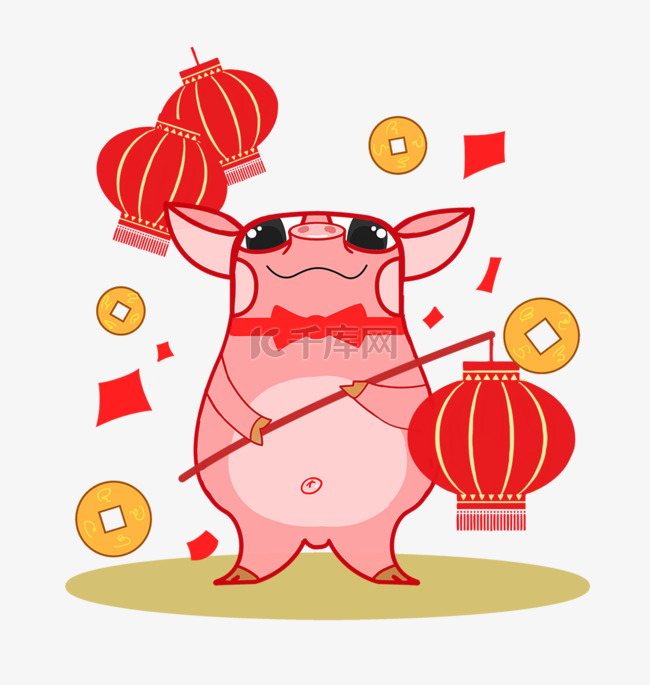 猪年吉祥物卡通插画
