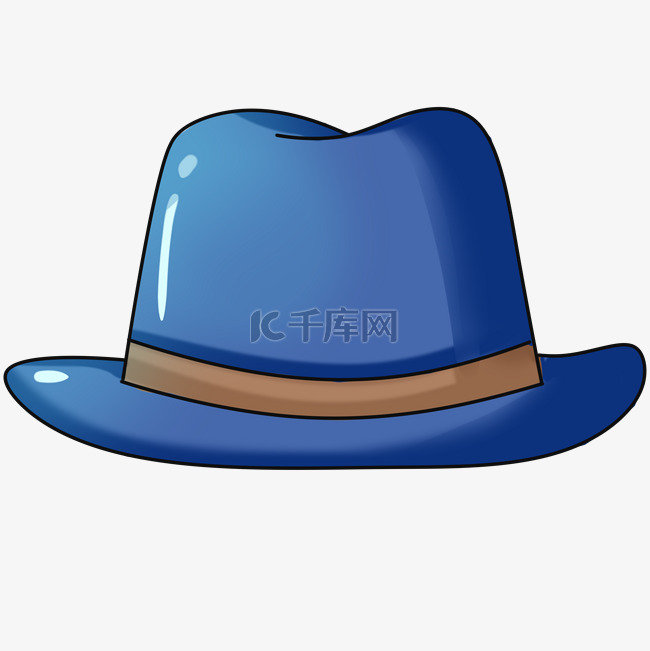 蓝色的礼帽装饰插画