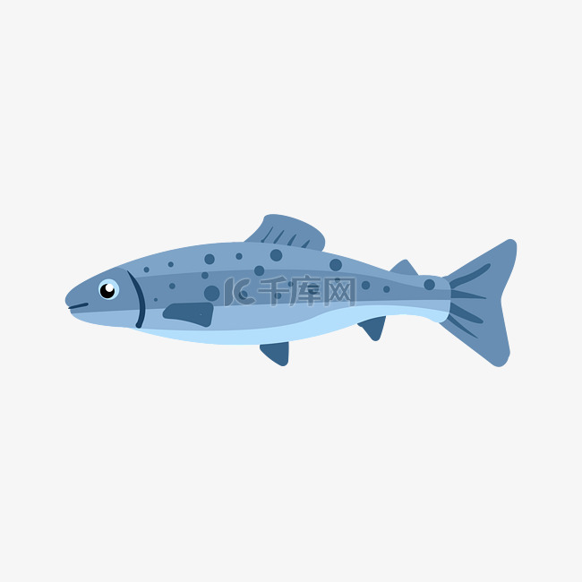 浅蓝色的深海鱼插画