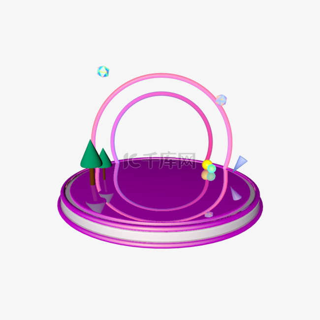 C4D双十一紫色圆形舞台设计免