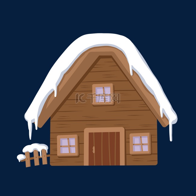 大雪中的积雪木屋