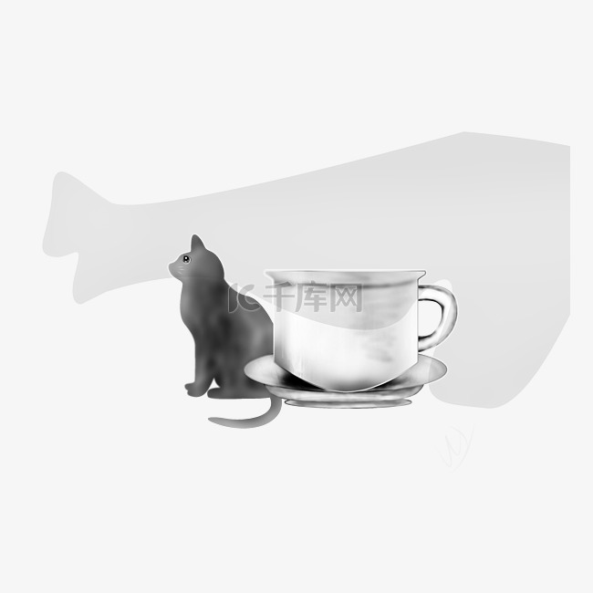 猫猫与杯子灰色系