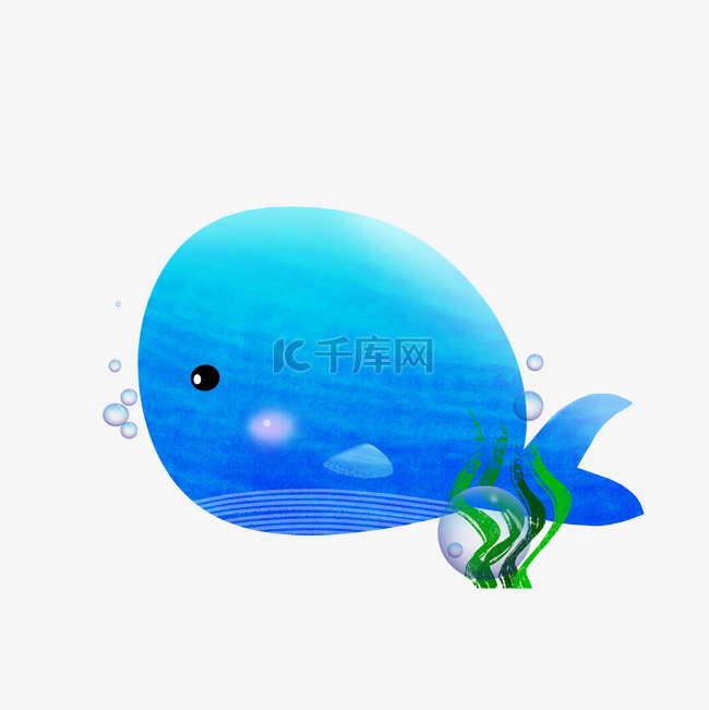 可爱蓝色鲸鱼卡通插画