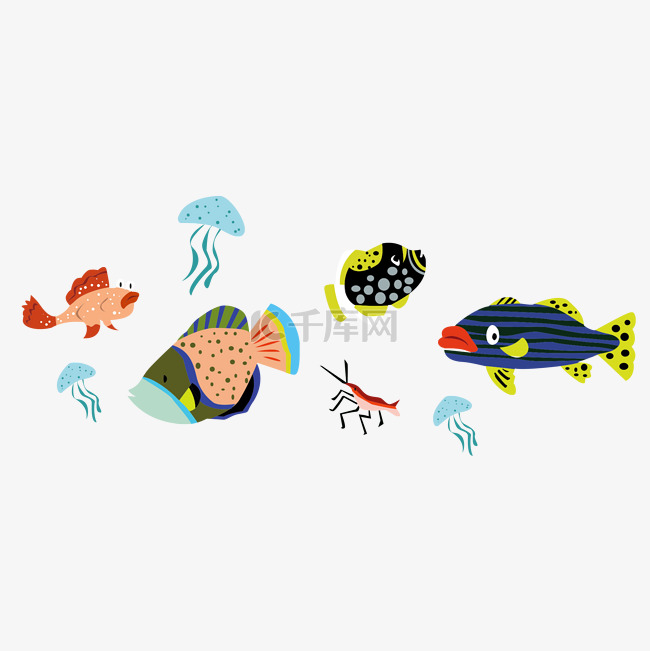 海底世界小鱼卡通手绘