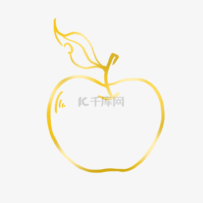 金色线条苹果PNG