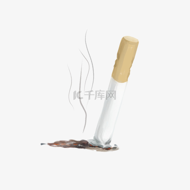 手绘卡通烟灰掐烟熄灭的烟半支烟